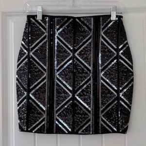 Express Sequins Black and Silver Skirt